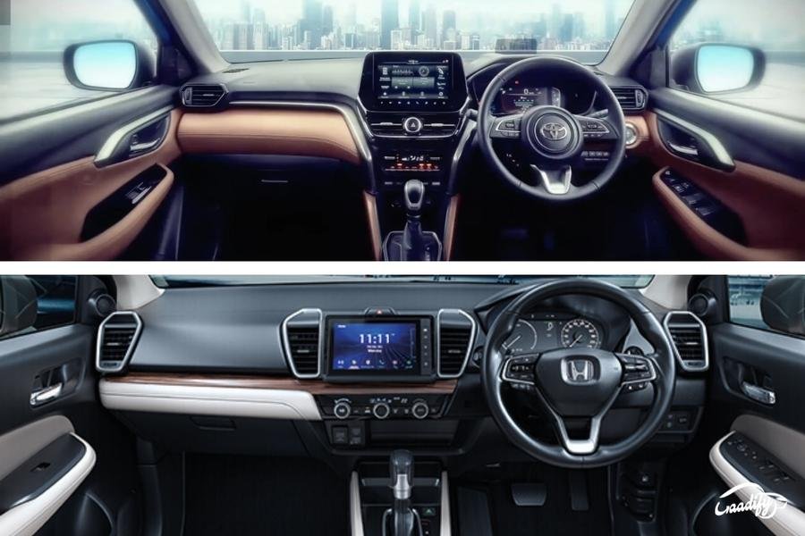 Toyota Hyryder vs. Honda City e:HEV (Hybrid) interior and features