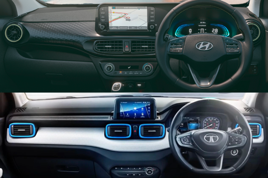 Tata Punch vs Hyundai Exter interior and features