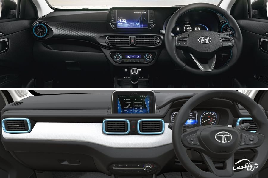 2024 Hyundai Exter CNG vs Tata Punch CNG interior and features 