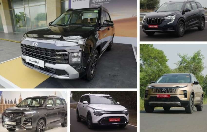 Hyundai Alcazar vs Tata Safari vs Mahindra XUV700 vs MG Hector Plus vs Kia Carens: price